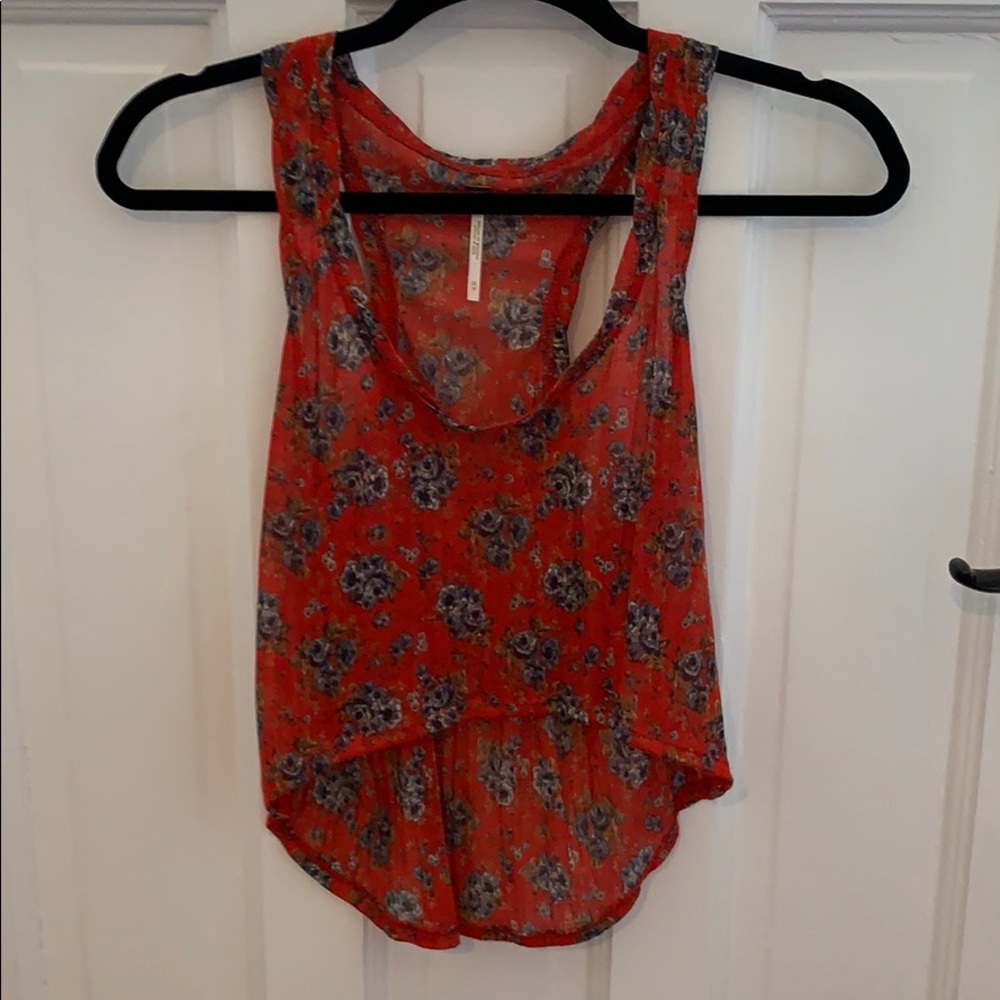 Free People high-low crop top with flower details